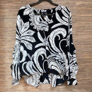 INC Botanical / Floral Tiered Ruffled Blouse